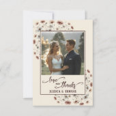 Boho Chic Wildflowers Liefde & Bedankt Trouwfoto (Voorkant)