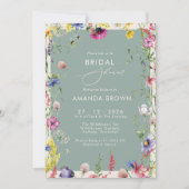 Boho Chic Wildflowers Love in bloom Bridal Shower Kaart (Voorkant)