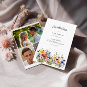 Boho Chic Wildflowers Modern 3 Photo Save The Date