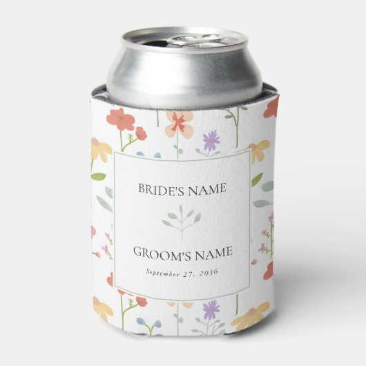 Boho Chic Wildflowers Modern Floral Wedding Favori Blikjeskoeler (Blikje Voorkant)