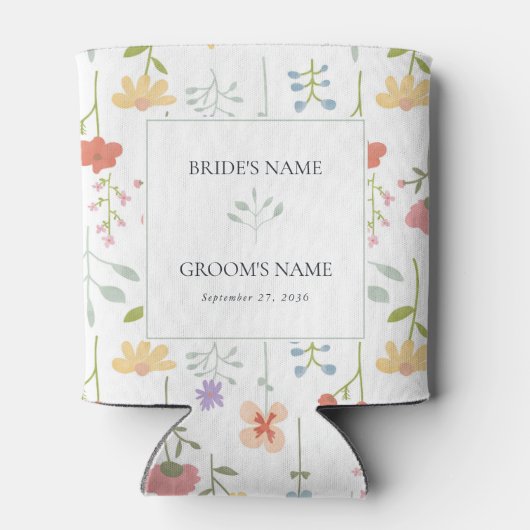 Boho Chic Wildflowers Modern Floral Wedding Favori Blikjeskoeler (Achterkant)