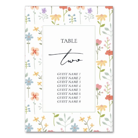 Boho Chic Wildflowers Modern Floral Wedding Guest Kaart (Voorkant)