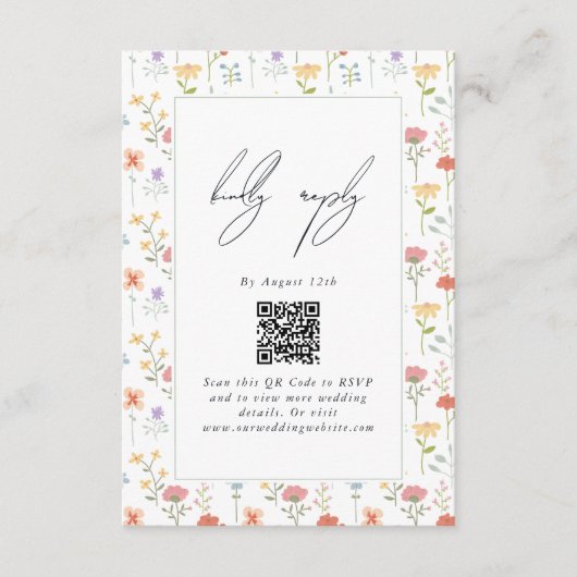 Boho Chic Wildflowers Modern Floral Wedding Informatiekaartje (Voorkant)