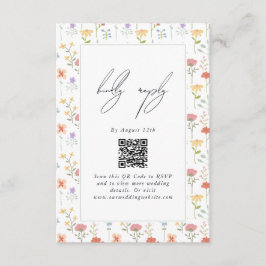Boho Chic Wildflowers Modern Floral Wedding Informatiekaartje