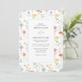 Boho Chic Wildflowers Modern Floral Wedding Kaart (Staand voorkant)