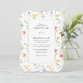 Boho Chic Wildflowers Modern Floral Wedding Kaart (Staand voorkant)