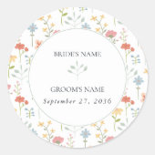 Boho Chic Wildflowers Modern Floral Wedding Ronde Sticker (Voorkant)