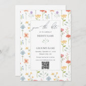 Boho Chic Wildflowers Modern Floral Wedding Save The Date (Voorkant / Achterkant)
