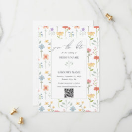 Boho Chic Wildflowers Modern Floral Wedding Save The Date
