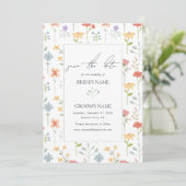 Boho Chic Wildflowers Modern Floral Wedding Save The Date (Staand voorkant)