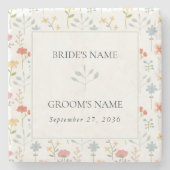 Boho Chic Wildflowers Modern Floral Wedding Stenen Onderzetter (Voorkant)