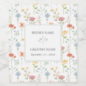 Boho Chic Wildflowers Modern Floral Wedding Wijn Etiket (Enkel label)