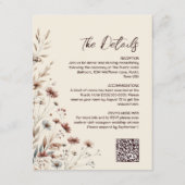 Boho Chic Wildflowers QR Code Trouwdetails Informatiekaartje (Voorkant)