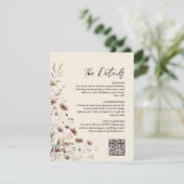 Boho Chic Wildflowers QR Code Trouwdetails Informatiekaartje (Staand voorkant)