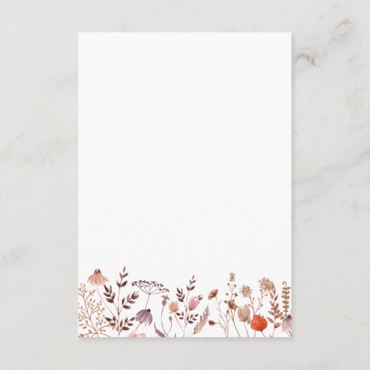 Boho Chic Wildflowers QR Code Trouwdetails Informatiekaartje (Achterkant)