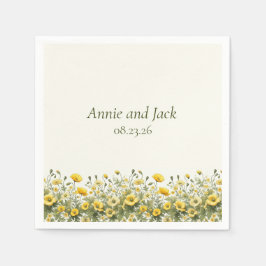 Boho Chic Wildflowers Yellow Olive Elegant Garden Servet