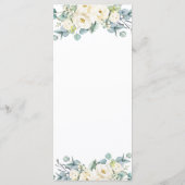 Boho chic wit bloemig eucalyptus bruiloft menu (Achterkant)
