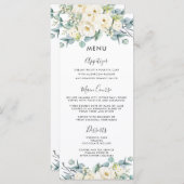 Boho chic wit bloemig eucalyptus bruiloft menu (Voorkant / Achterkant)