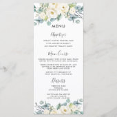 Boho chic wit bloemig eucalyptus bruiloft menu (Voorkant)