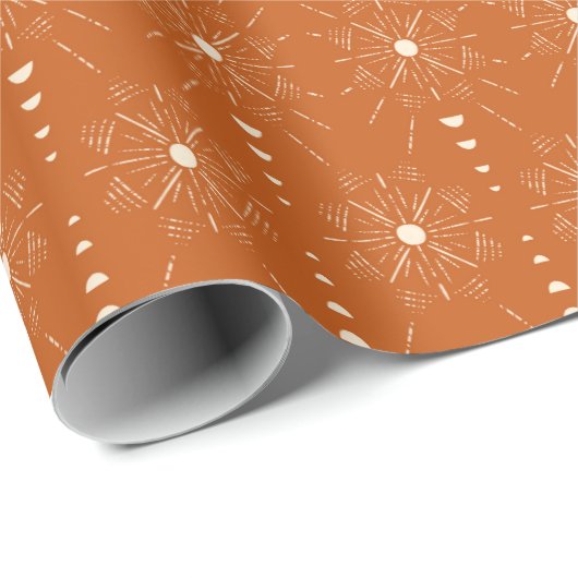 Boho Chic Woestijn Sunburst in Rusty Brown Cadeaupapier (Rol Hoek)