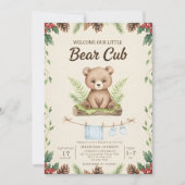 boho chic woodland bear greenery baby shower kaart (Voorkant)