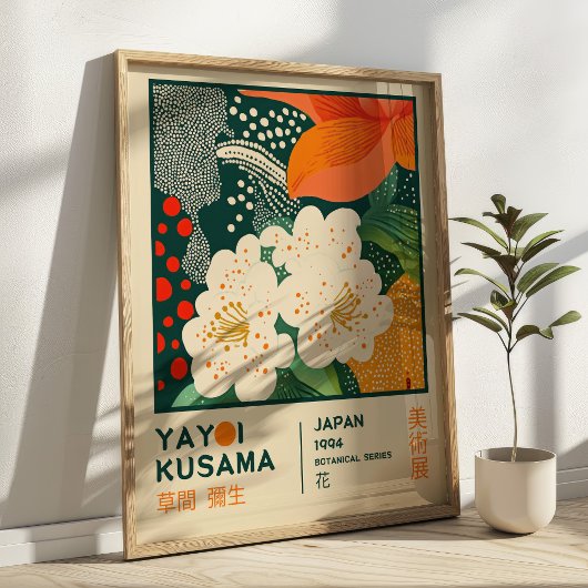 Boho Chic Yayoi Kusama bloemententoonstelling Poster