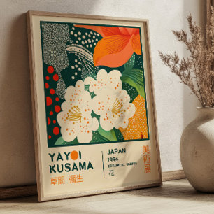 Boho Chic Yayoi Kusama bloemententoonstelling Poster