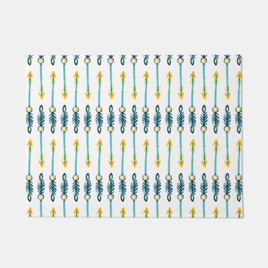 boho chic yellow blue waterverf arrows doormat deurmat (Voorkant)