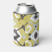 Boho chic yellow ikat tribal patroonmonogram blikjeskoeler (Blikje Achterkant)