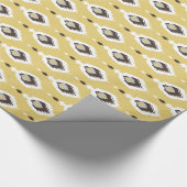 Boho chic yellow ikat tribal patroonmonogram cadeaupapier (Hoek)
