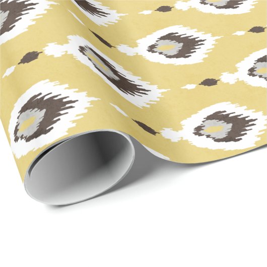Boho chic yellow ikat tribal patroonmonogram cadeaupapier (Rol Hoek)