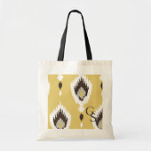 Boho chic yellow ikat tribal patroonmonogram tote bag (Voorkant)