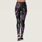 Boho Chic Yoga Zen Paars Floral Mandala Pattern Leggings (Achterkant)