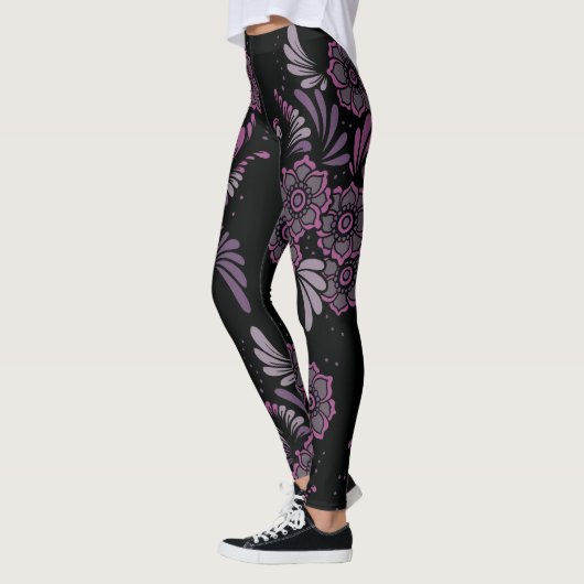 Boho Chic Yoga Zen Paars Floral Mandala Pattern Leggings (Links)