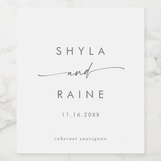 Boho Chic Zilver Grijs Bruiloft Wijn Labels Wijn Etiket (Enkel label)