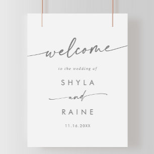 Boho Chic Zilver Grijs DIY Huwelijk Welkom Teken Poster