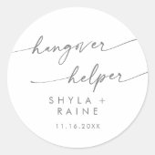 Boho Chic Zilver Grijs Hangover Helper Favor Ronde Sticker (Voorkant)