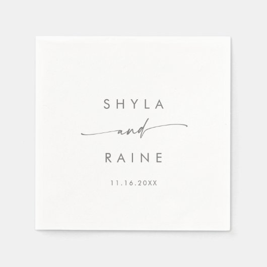 Boho Chic Zilver Grijs Monogram Bruiloft Servetten (Voorkant)