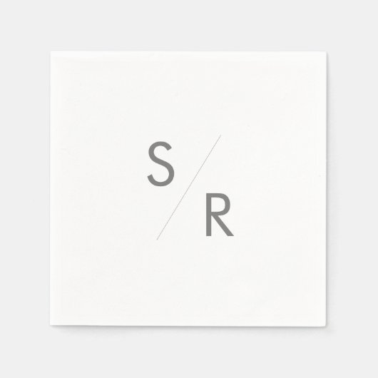 Boho Chic Zilver Grijs Monogrammed Servetten (Voorkant)