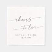 Boho Chic Zilver Grijs Proost op Liefde Bruiloft Servet (Voorkant)