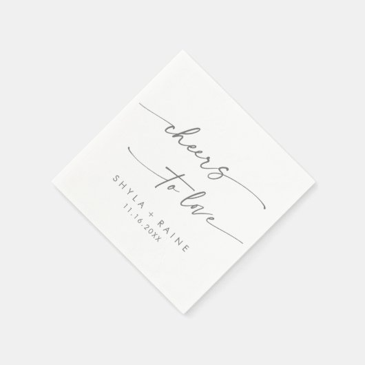 Boho Chic Zilver Grijs Proost op Liefde Bruiloft Servet (Hoek)