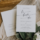 Boho Chic Zilver Grijs QR Code Spaanse Bruiloft Kaart