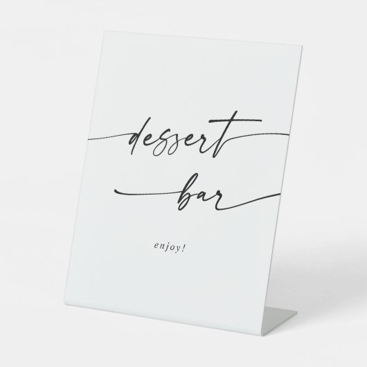 Boho Chic Zwart en Wit Dessert Bar Trouwfeest Reclamebord Met Voetstuk (Voorkant)