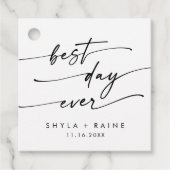 Boho Chic Zwart-Wit Beste Dag Ooit Bruiloft Bedankjes Labels (Voorkant)