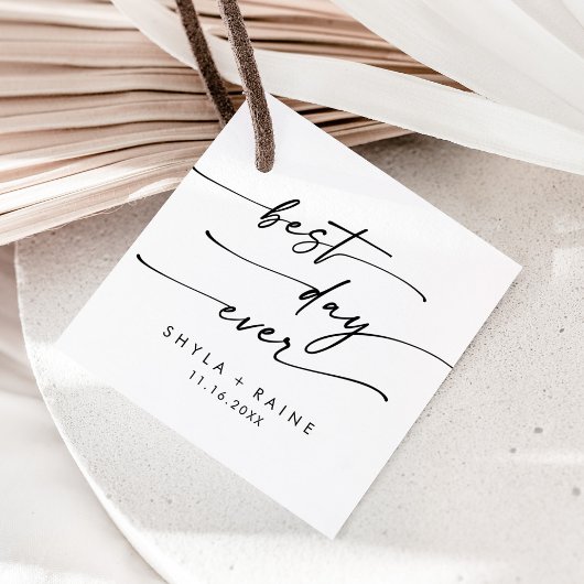 Boho Chic Zwart-Wit Beste Dag Ooit Bruiloft Bedankjes Labels