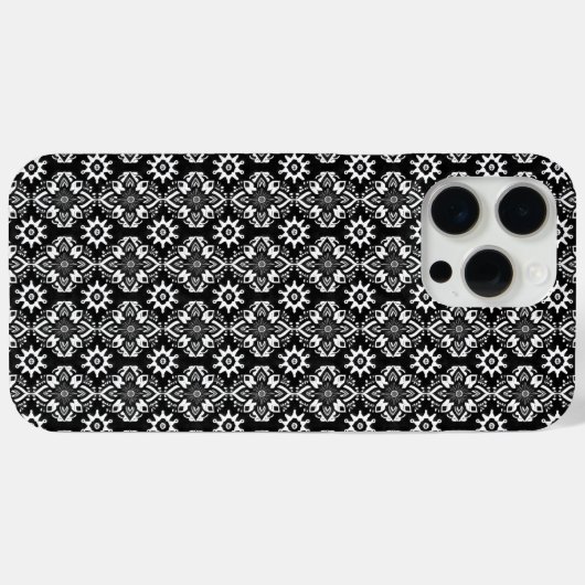 Boho Chic Zwart-wit Bloempatroon Case-Mate iPhone Case (Achterkant (horizontaal))