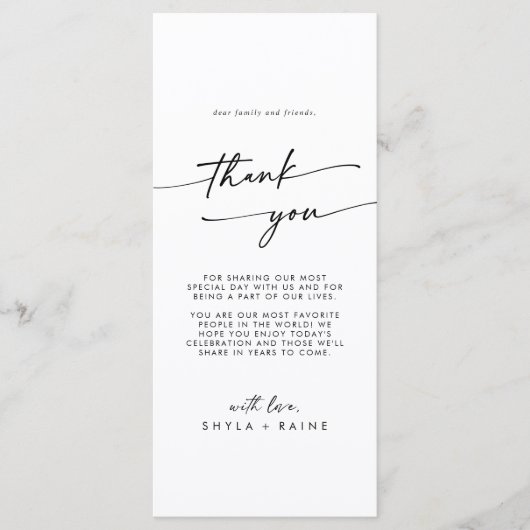 Boho Chic Zwart-Wit Dank u Plaats Kaart (Voorkant)