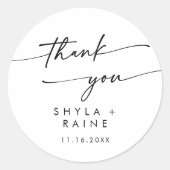 Boho Chic Zwart-Wit Dank u Trouwgunst Ronde Sticker (Voorkant)