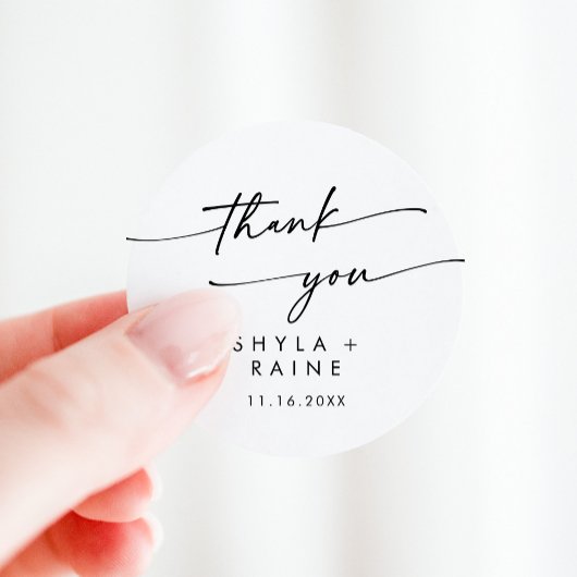 Boho Chic Zwart-Wit Dank u Trouwgunst Ronde Sticker