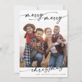 Boho Chic Zwart Wit Familie Foto Schattige Kerst Feestdagenkaart (Voorkant)